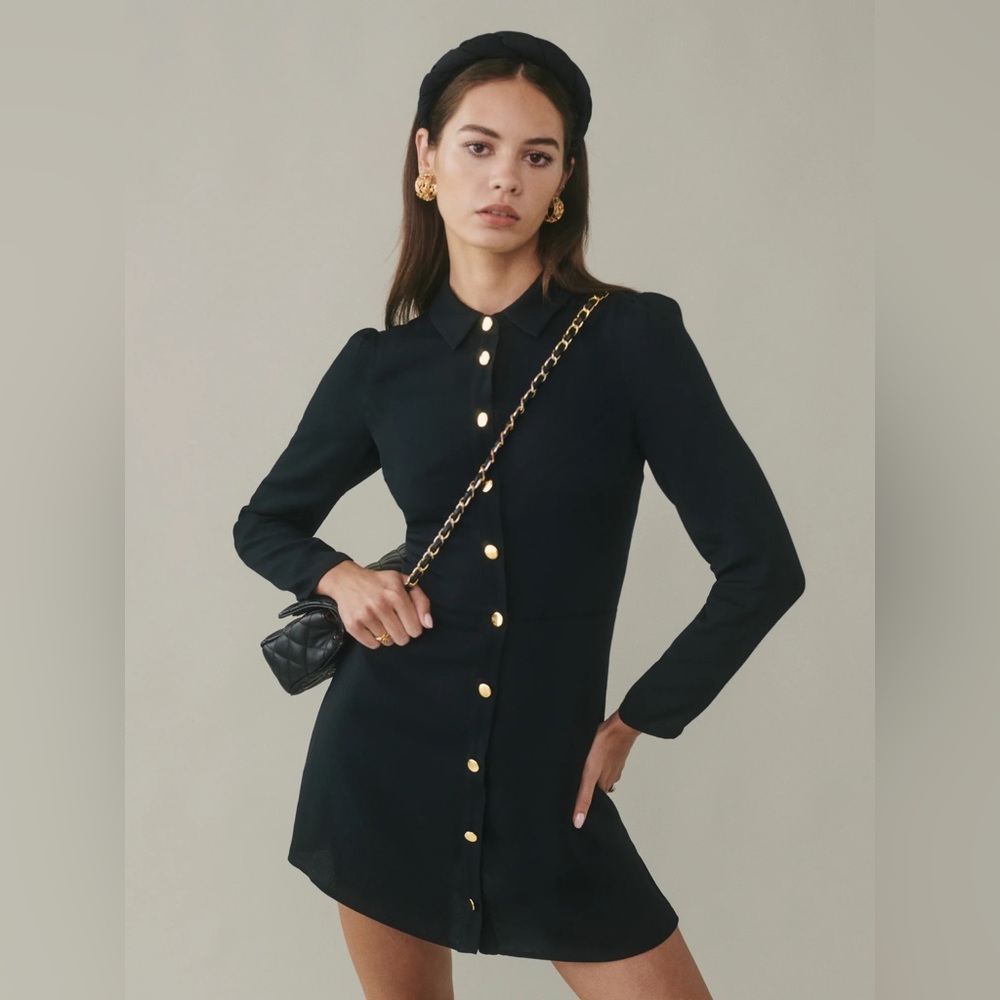 Reformation Hugh Dress - Black Size 6